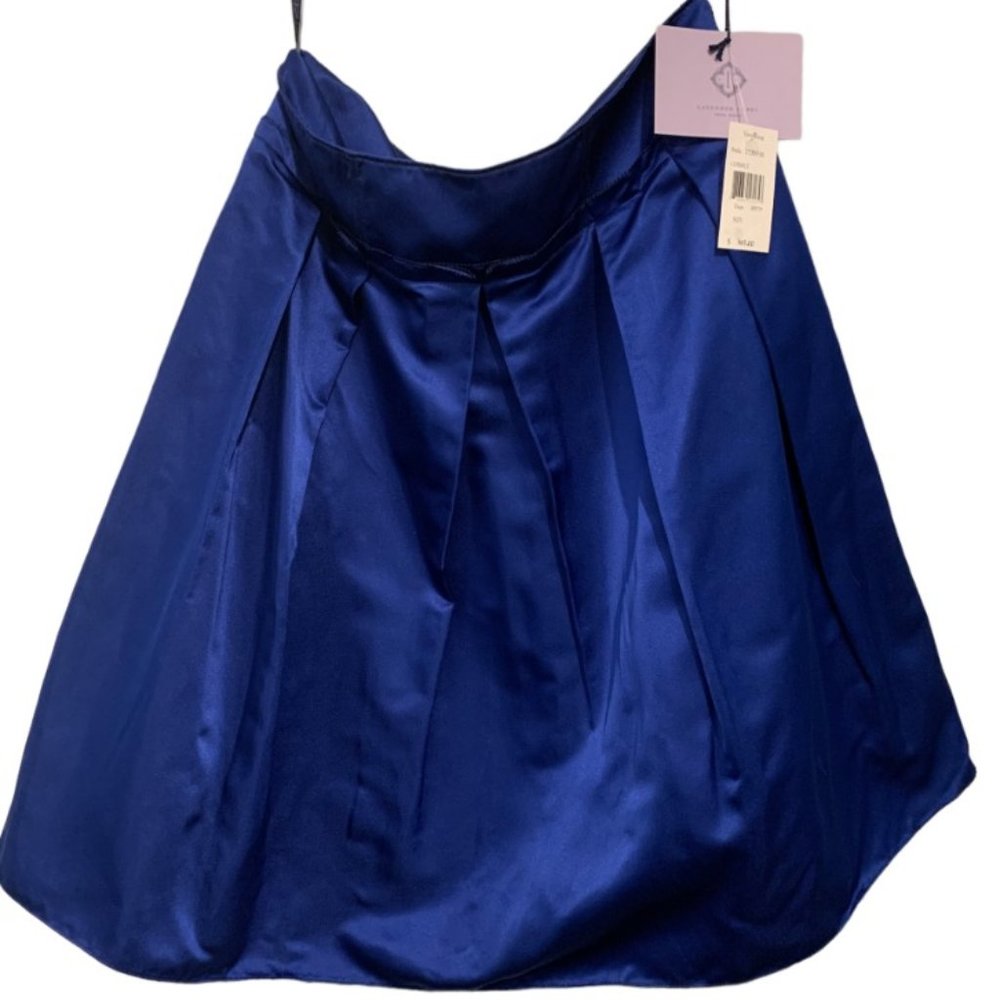 Vera Wang Lavender Label Pleated  Silk/Satin  Skirt Cobalt Blue NWT
